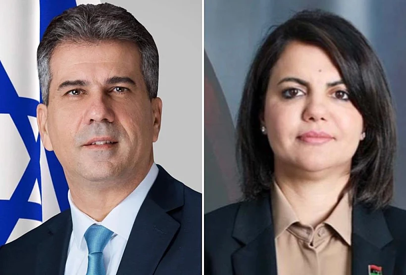 השר אלי כהן ושרת החוץ של לוב, נג'לא אלמנקוש