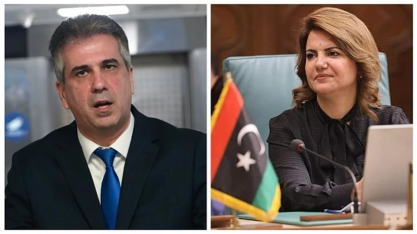 שר החוץ אלי כהן ושרת החוץ של לוב, נג'לא אלמנקוש