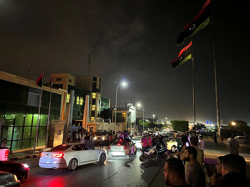 מפגינים בטריפולי נגד הפגישה בין שרי החוץ של ישראל ולוב