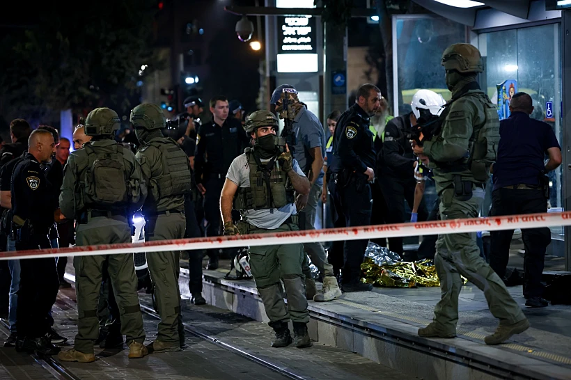 זירת הפיגוע ברכבת הקלה בירושלים