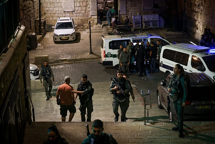 זירת ניסיון פיגוע הדקירה בעיר העתיקה בירושלים