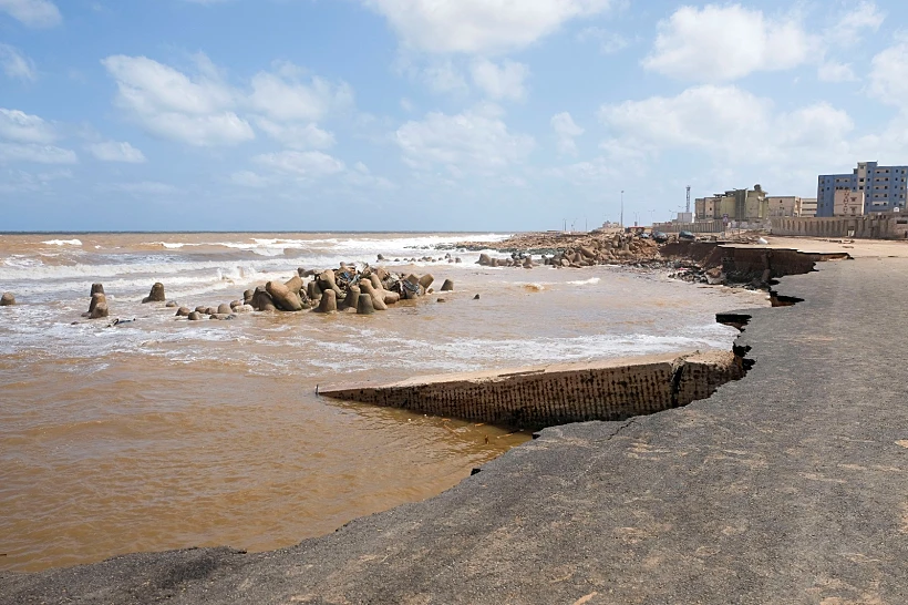 תשתיות שנפגעו מההצפות בלוב
