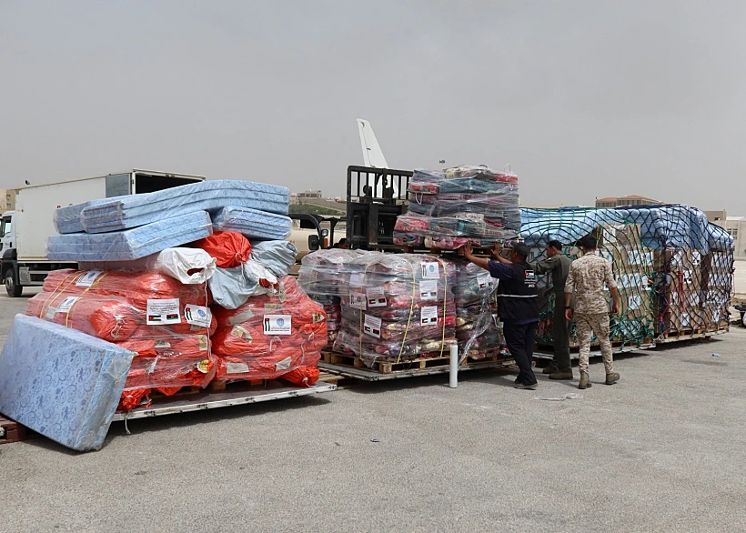 ציוד הומניטרי שנשלח למוקד בלוב האסון ממלכת ירדן