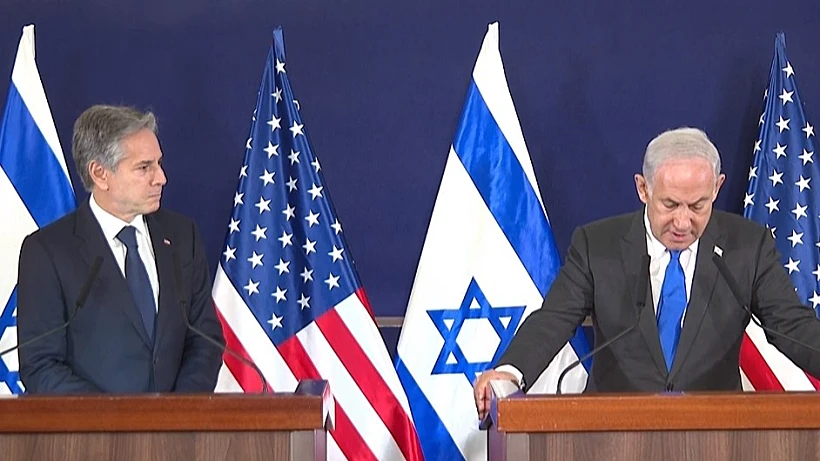 נתניהו ובלינקן בהצהרה המשותפת חרבות ברזל