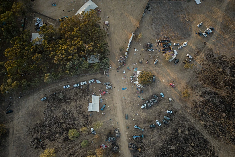 השטח בו בוצע הטבח במסיבת הטבע ליד רעים