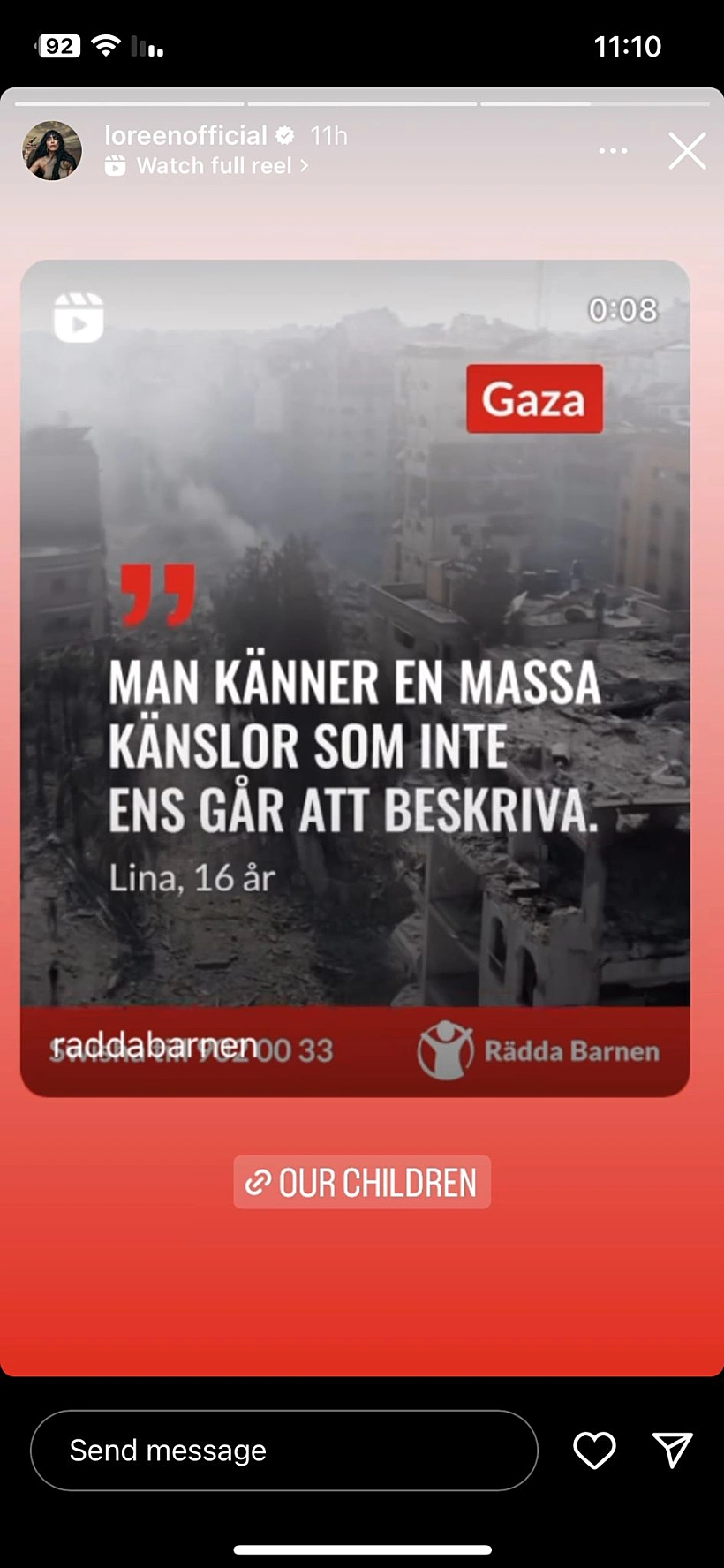 הסטורי של לורין - תמיכה לילדי עזה