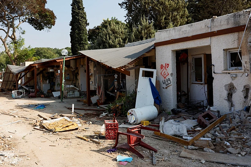 ההרס והחורבן אחרי הטבח בקיבוץ כפר עזה