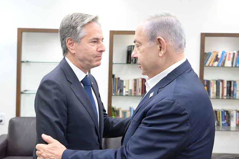 נתניהו ובלינקן בפגישתם בקריה חרבות ברזל