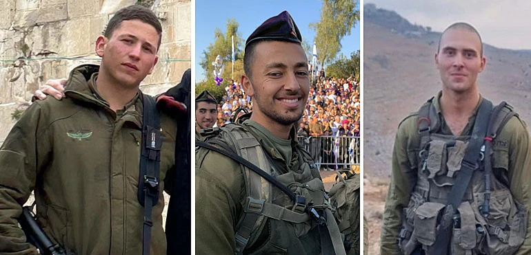 חרבות ברזל צה&quot;ל לוחם לוחמים צנחנים גדוד 890מימין לשמאל: סמ&quot;ר דביר ברזני, סמ&quot;ר איתן דישון וסמל ינון תמיר נפלו בקרבות בעזה