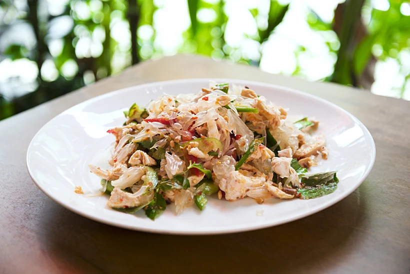 סלט כרוב, עוף ופומלה