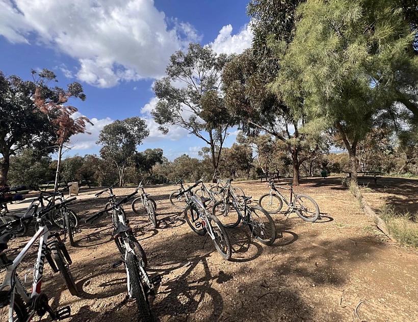 טיולי אופניים של חבר באופן