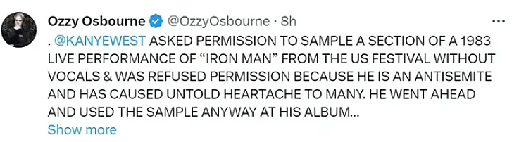 הציוץ של אוסבורן נגד קניה