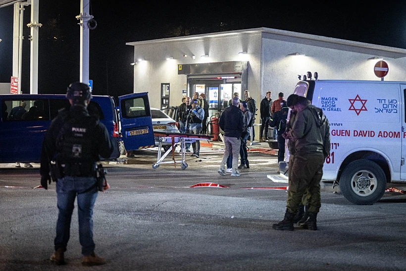 זירת הפיגוע בתחנת הדלק בכניסה לעלי