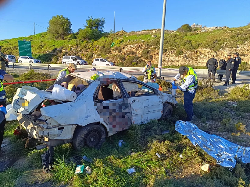 זירת התאונה בכביש 60