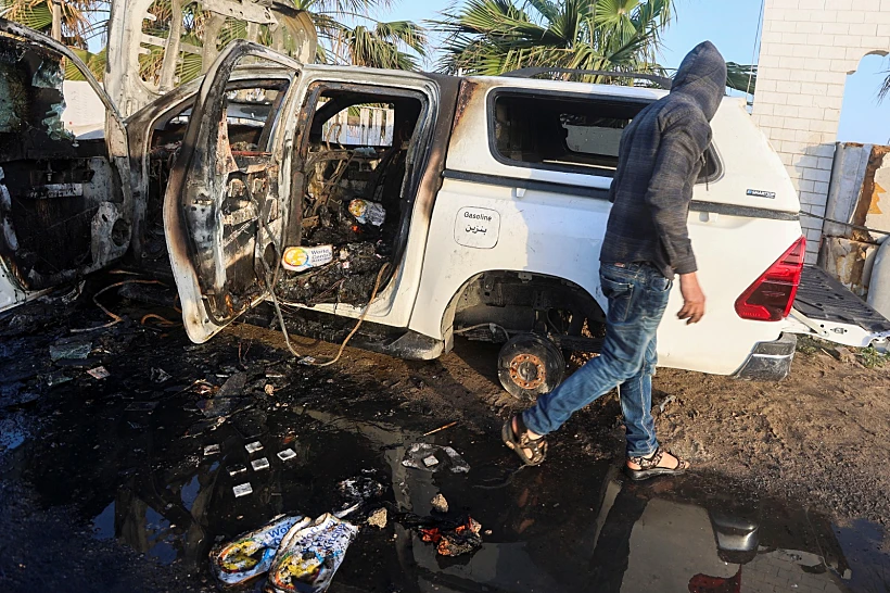 זירת תקיפת הרכב של ארגון הסיוע WCK במרכז הרצועה