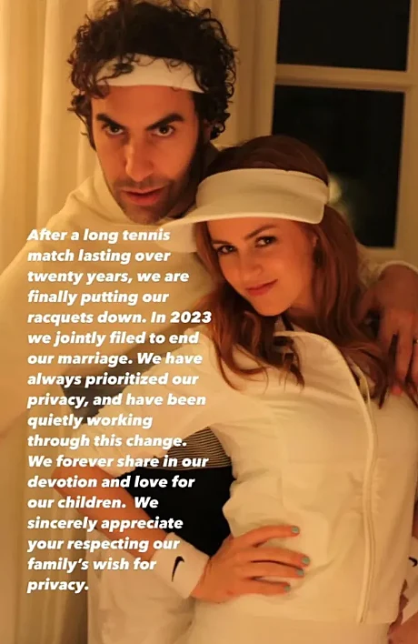 סשה ברון כהן ואילה פישר מודיעים על גירושים