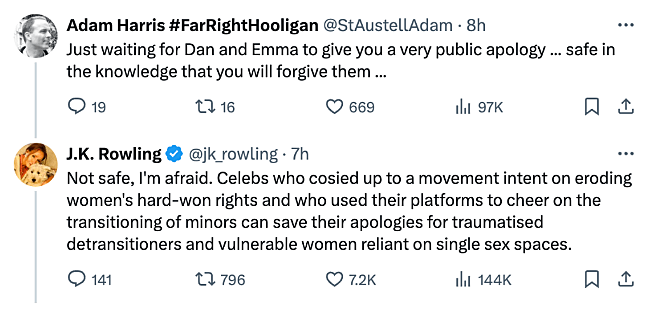 שיחה בין ג'יי קיי רולינג לאחד הגולשים