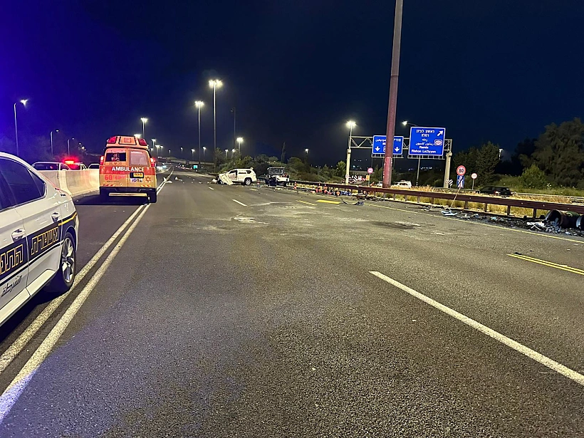 זירת התאונה הקטלנית בכביש 1