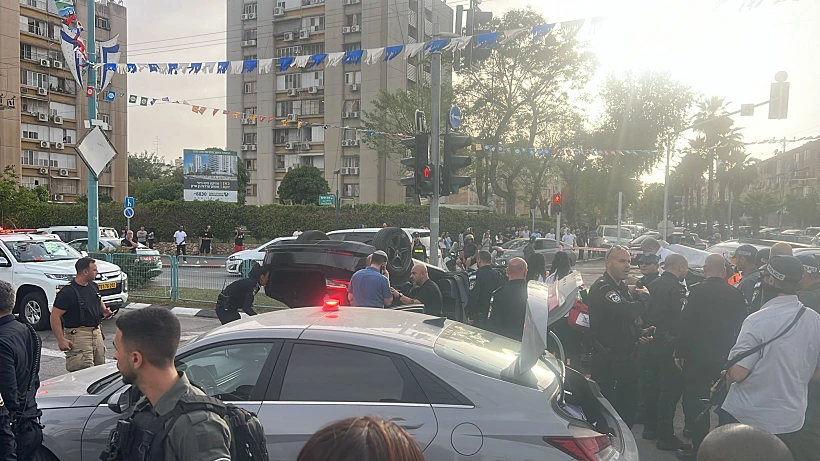 הרכב של השר בן גביר שהתהפך סמוך לזירת הדקירה ברמלה