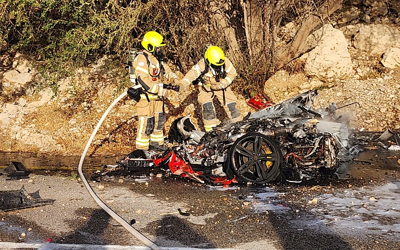 זירת התאונה בכביש 90