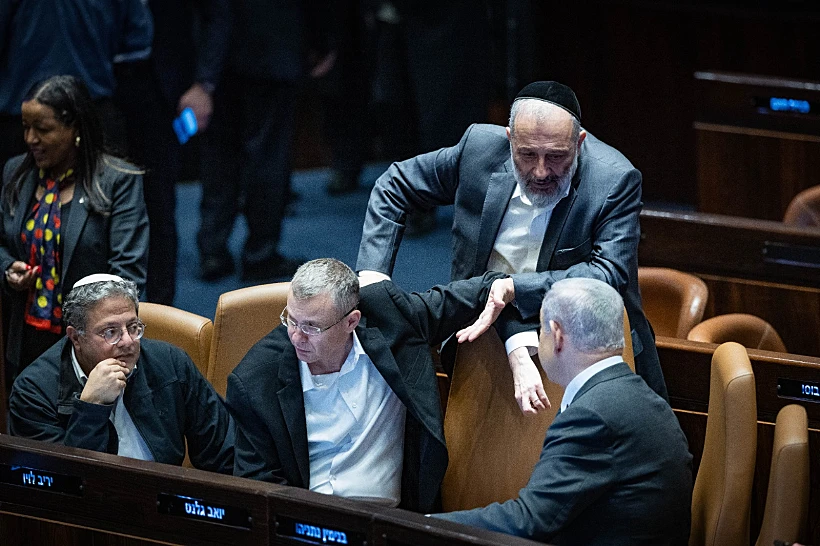 דרעי, נתניהו, לוין ובן גביר בכנסת