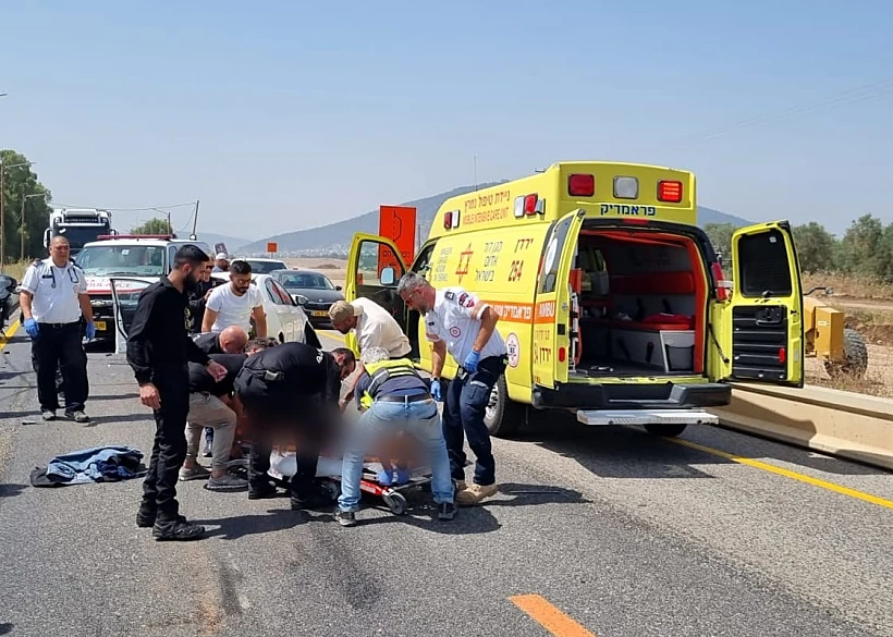 זירת התאונה בכביש 65 סמוך לבית קשת