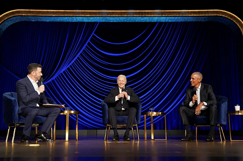 עצרת בחירות של קמפיין ביידן, יחד עם הנשיא לשעבר אובמה וג'ימי קימל