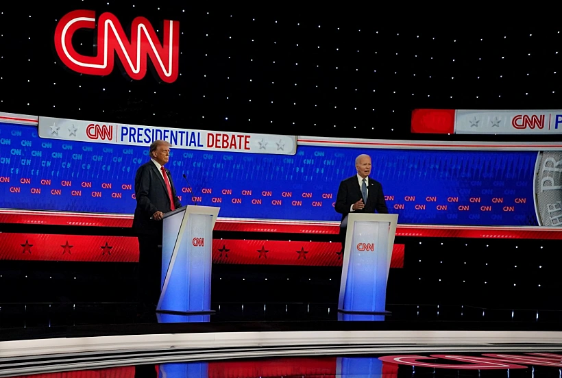 טראמפ וביידן בעימות הנשיאותי