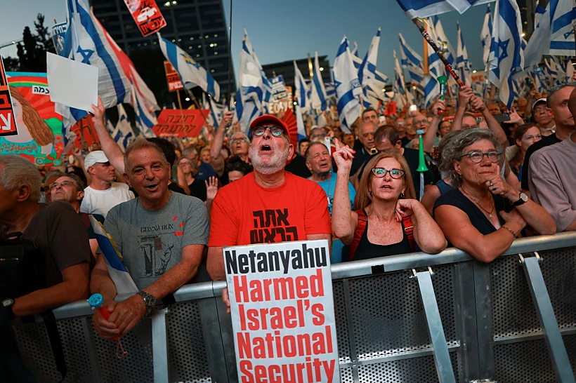 הפגנה נגד הממשלה ולמען שחרור החטופים בתל אביב, הערב