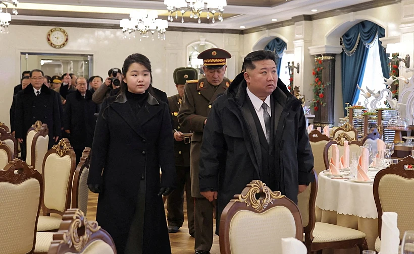 North Korean Leader Kim Jong Un And His Daughter Kim Ju Ae Visit The Newly Built Kalma Coastal Tourist Area In Wonsan