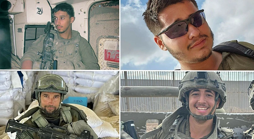 מימין למעלה: סמ"ר דנילה דיאקוב, סמל אליאב אסטיוקאר, מימין למטה: סמל יהב מעיין, רס"ם (במיל') אלכסנדר פדורנקו