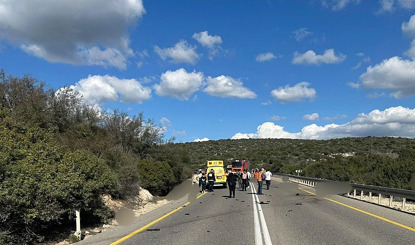זירת התאונה בכביש 38 סמוך לבית גוברין