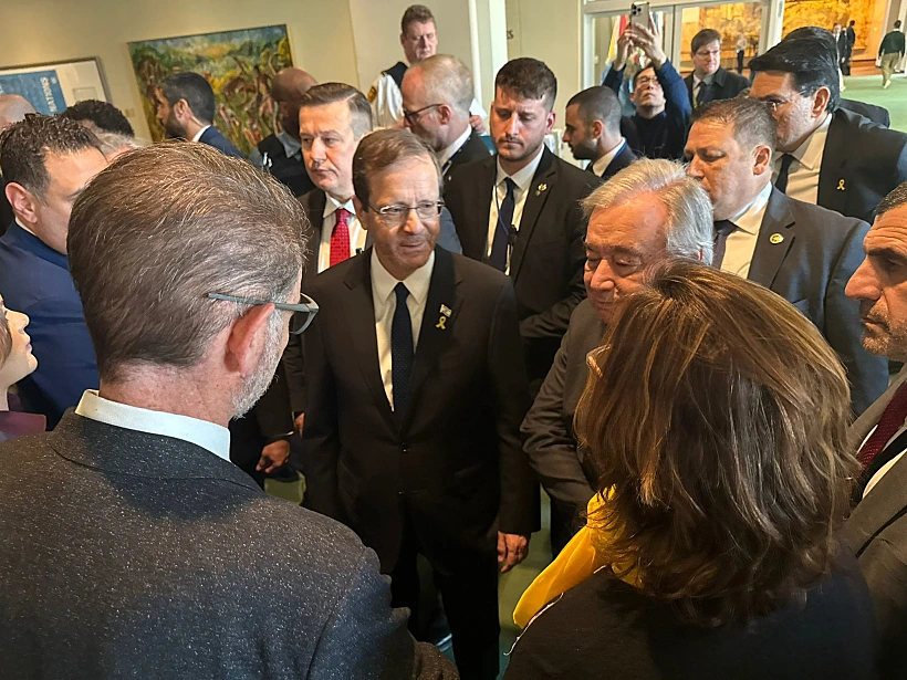 נשיא המדינה יצחק הרצוג ומזכ"ל האו"ם אנטוניו גוטרש