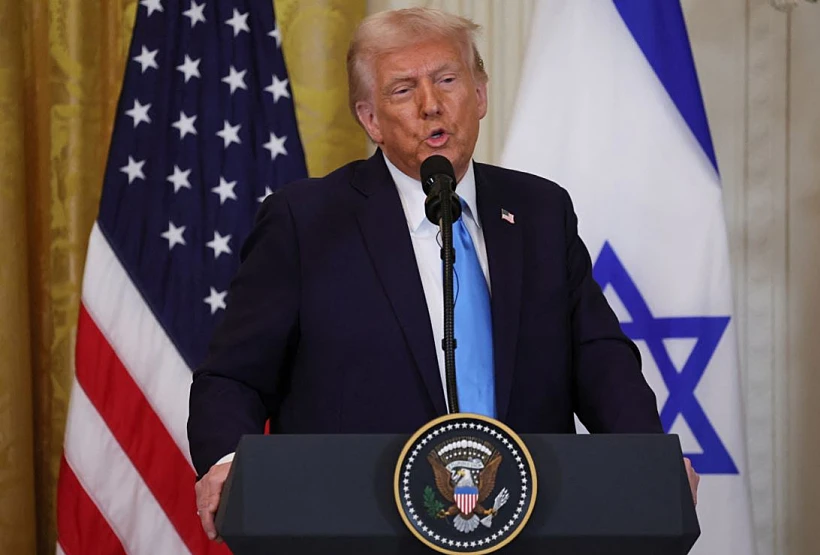 הנשיא טראמפ במסיבת העיתונאים בבית הלבן