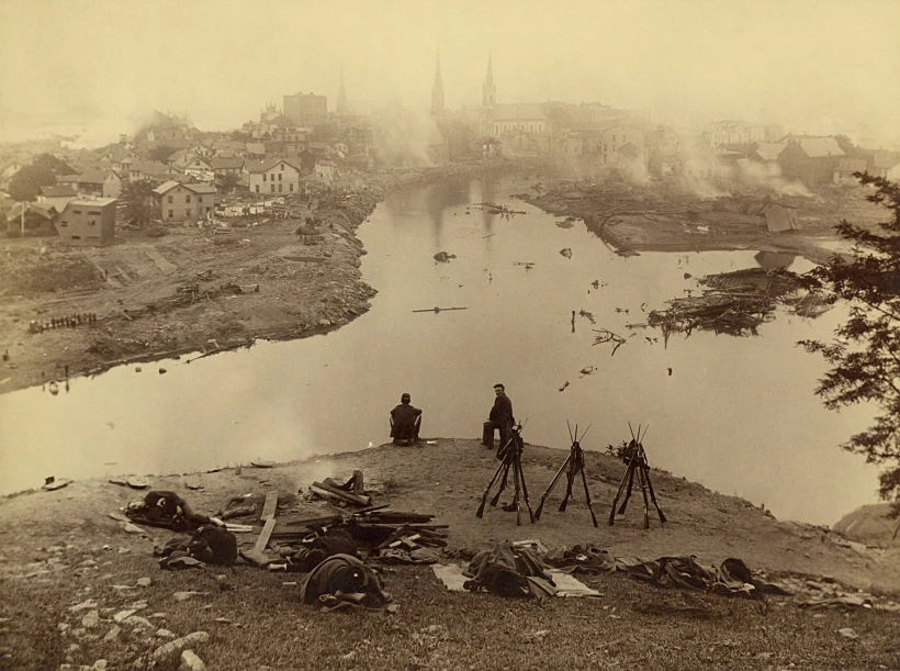 Military,post,on,kernville,hill,,after,the,johnstown,flood,,may