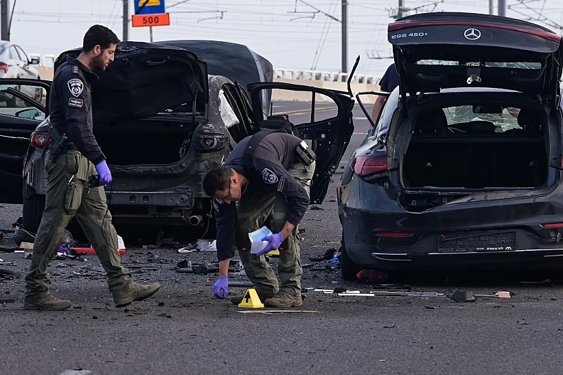 זירת פיצוץ הרכב של שלומי לחיאני באיילון