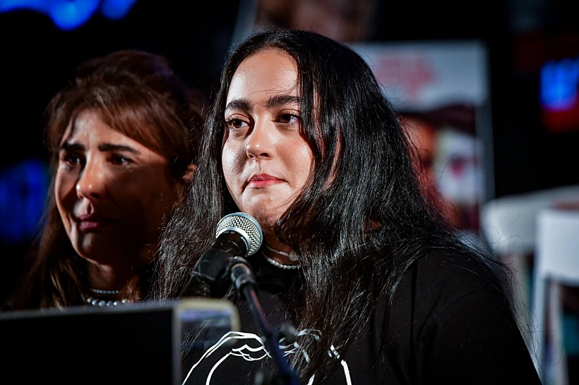 לירי אלבג נואמת בכיכר החטופים