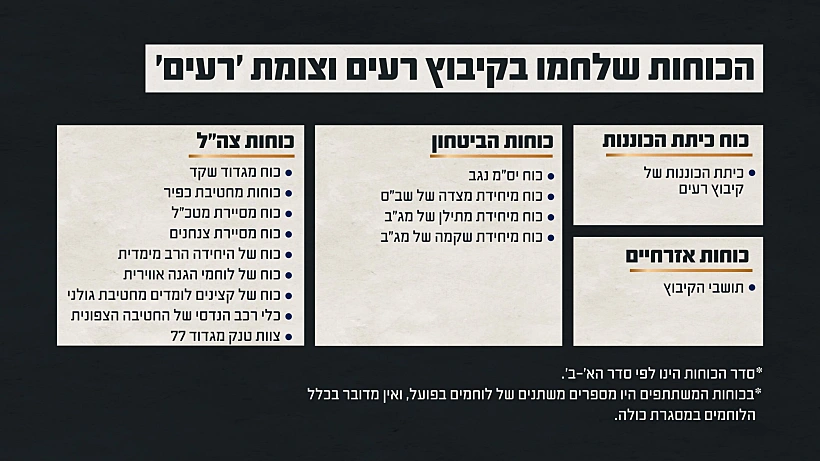 תחקיר הקרב בקיבוץ רעים, הכוחות הלוחמים