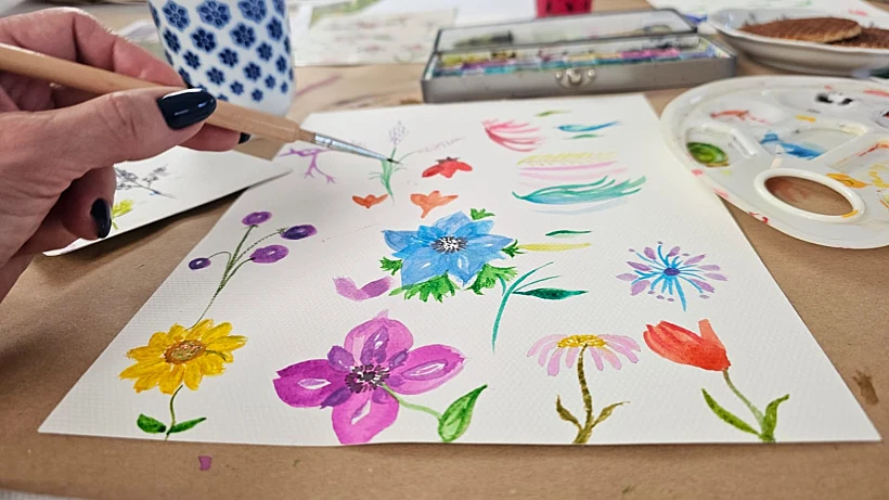 ציור בוטני בצבעי מים