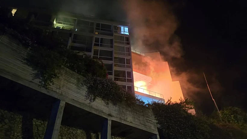 זירת השריפה במלון המלך שלמה בטבריה