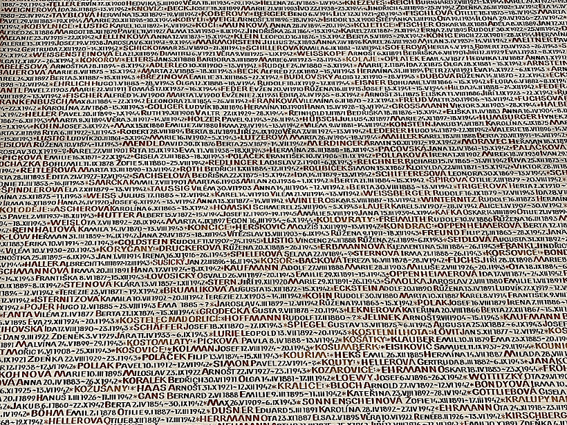 Pinkas Synagogue שמות יהודי קהילות בוהמיה ומורביה שנספו בשואה בבית הכנסת פינקס בפראג