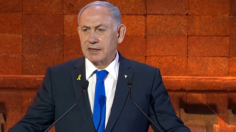 ראש הממשלה בנימין נתניהו נואם בטקס יום הזיכרון לשואה ולגבורה במוזיאון "יד ושם"
