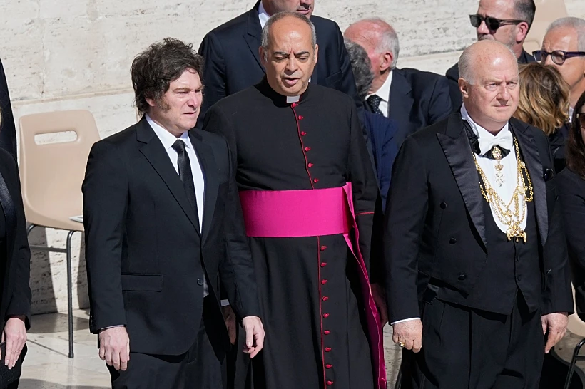 נשיא ארגנטינה חאבייר מיליי בהלוויה אפיפיור פרנציסקוס