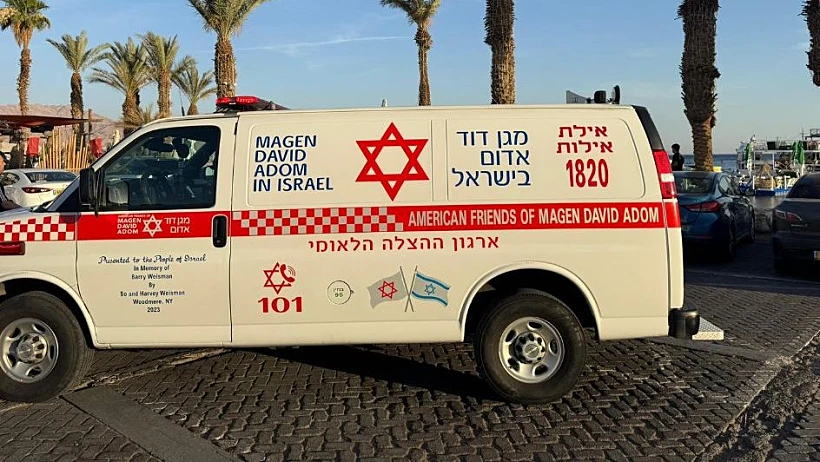 אמבולנס בזירת התאונה הימית באילת