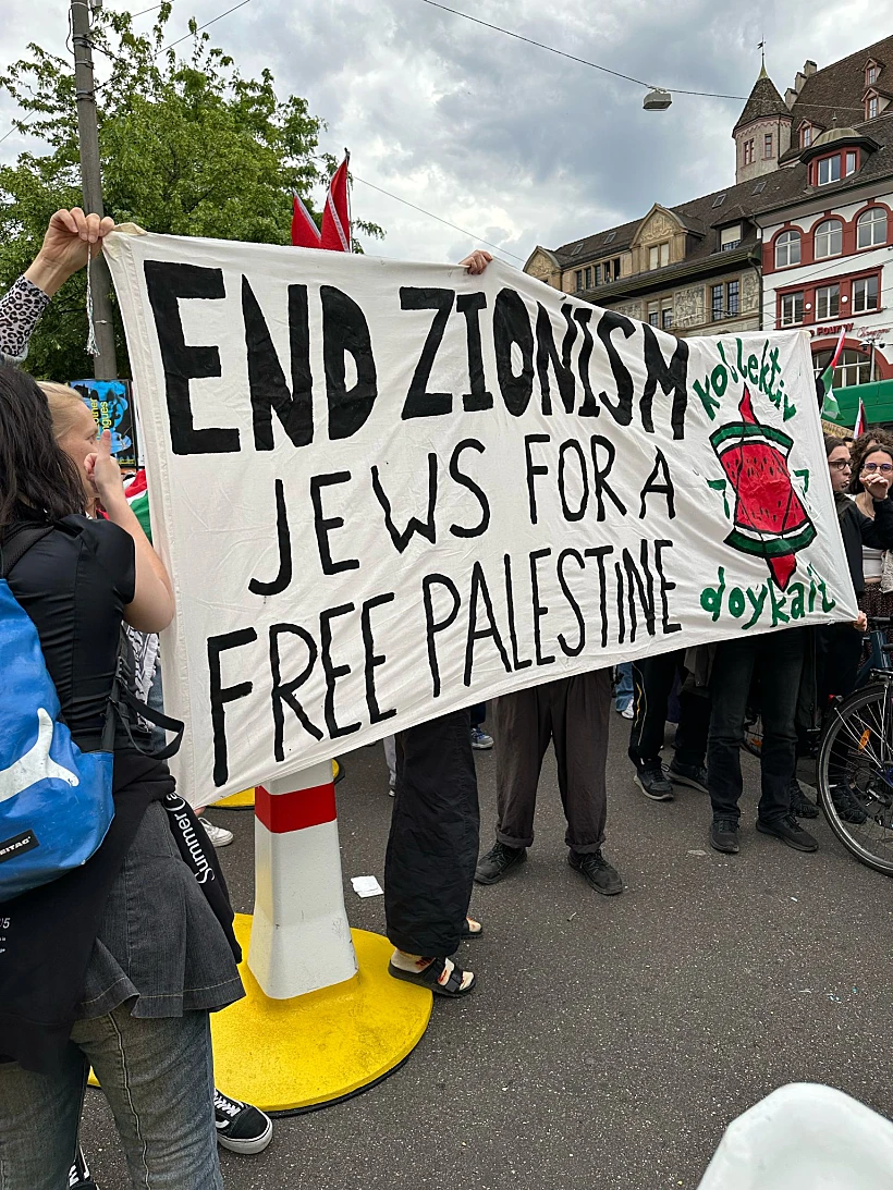 הפגנות פרו-פלסטיניות מחוץ לאולם שבו מתקיים גמר האירוויזיון