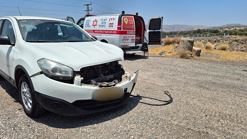 זירת התאונה בכביש 92 סמוך לצומת מעלה גמלא שמצפון לכנרת