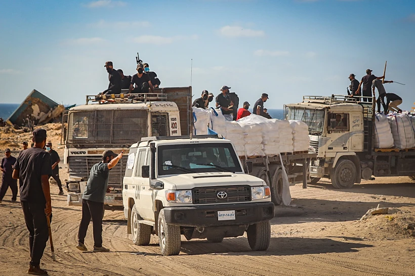 שיירת סיוע הומניטרי בעזה חמאס צלב אדום הצלב האדום