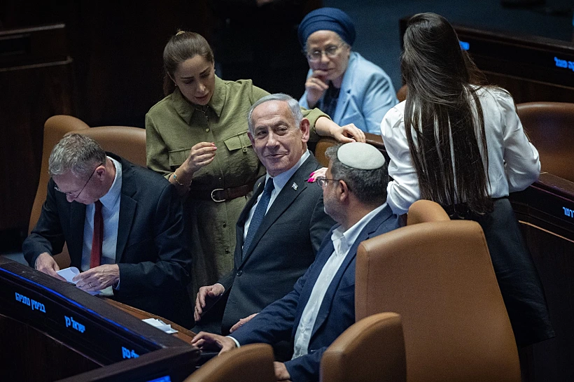 רה"מ נתניהו עם השרים איתמר בן גביר, יריב לוין מאי גולן