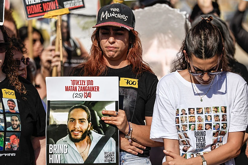 שורדות השבי ארבל יהוד ואילנה גריצ'ווסקי בהפגנה לשחרור החטופים בירושלים