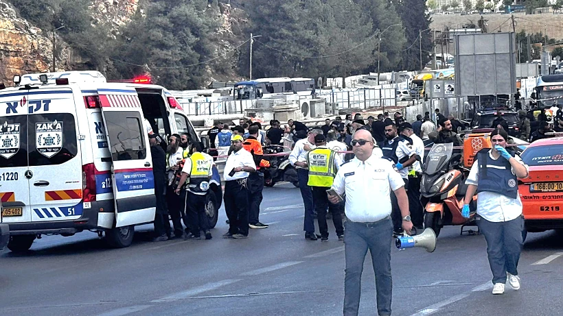 זירת פיגוע הירי בצומת רמות בירושלים